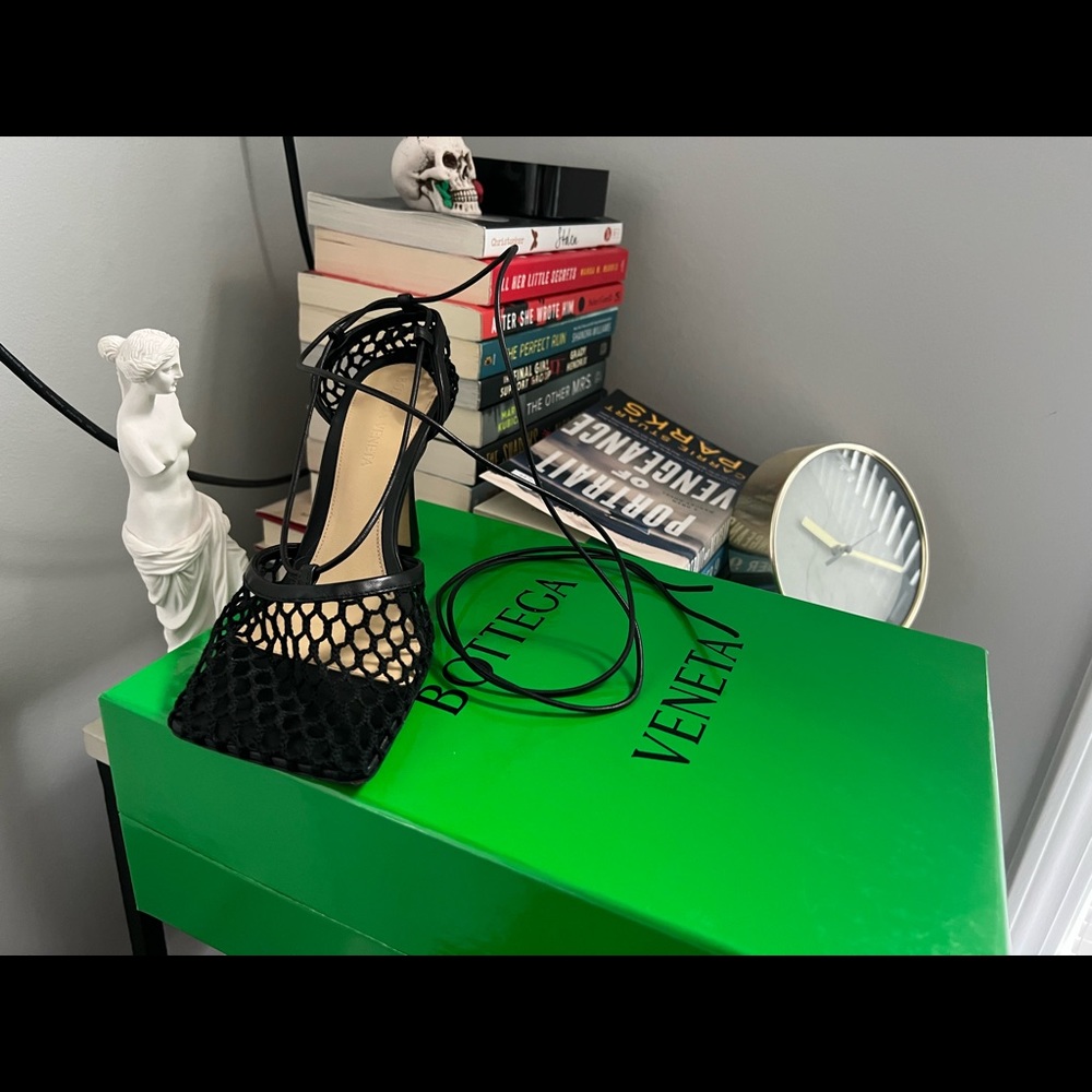 Bottega Veneta Mesh Stretch Sandals Heels Size 36.5